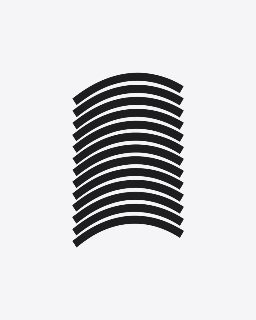 The Bend artwork on its own: a grid of straight rules curved through the middle.