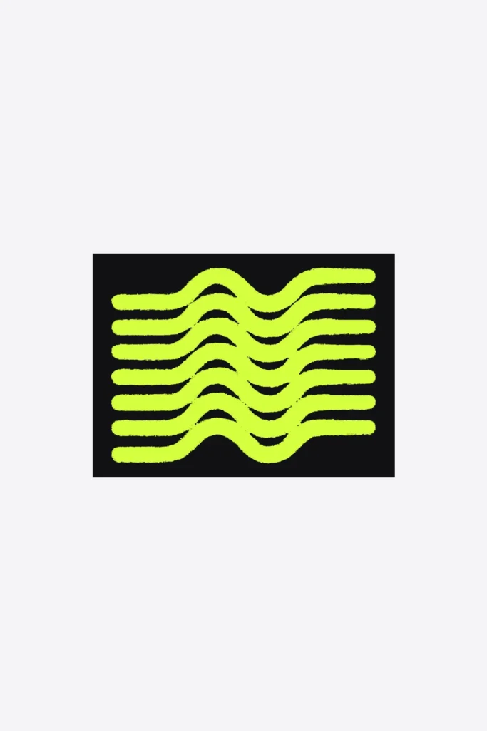 The Field artwork on its own: seven straight lines put through exactly one sine period.
