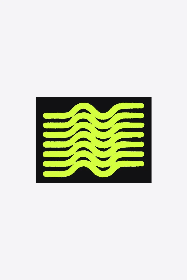 The Field artwork on its own: seven straight lines put through exactly one sine period.