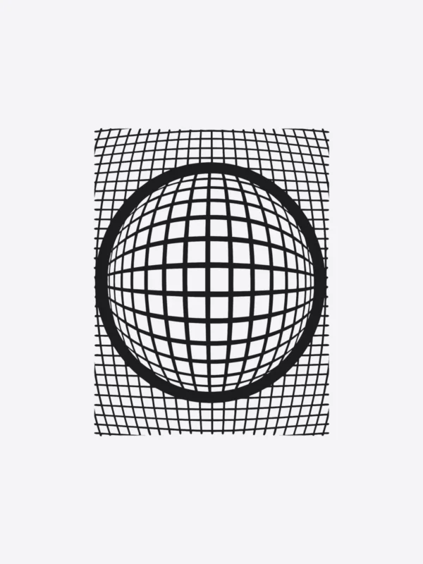 The Lens artwork on its own: a dot grid magnified through an invisible circle.