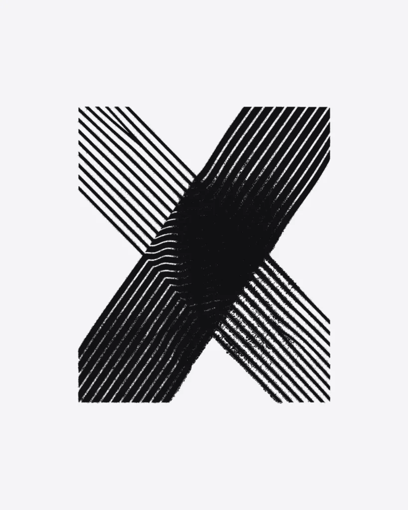 The Moire artwork on its own: two fine line grids overlaid a few degrees apart.